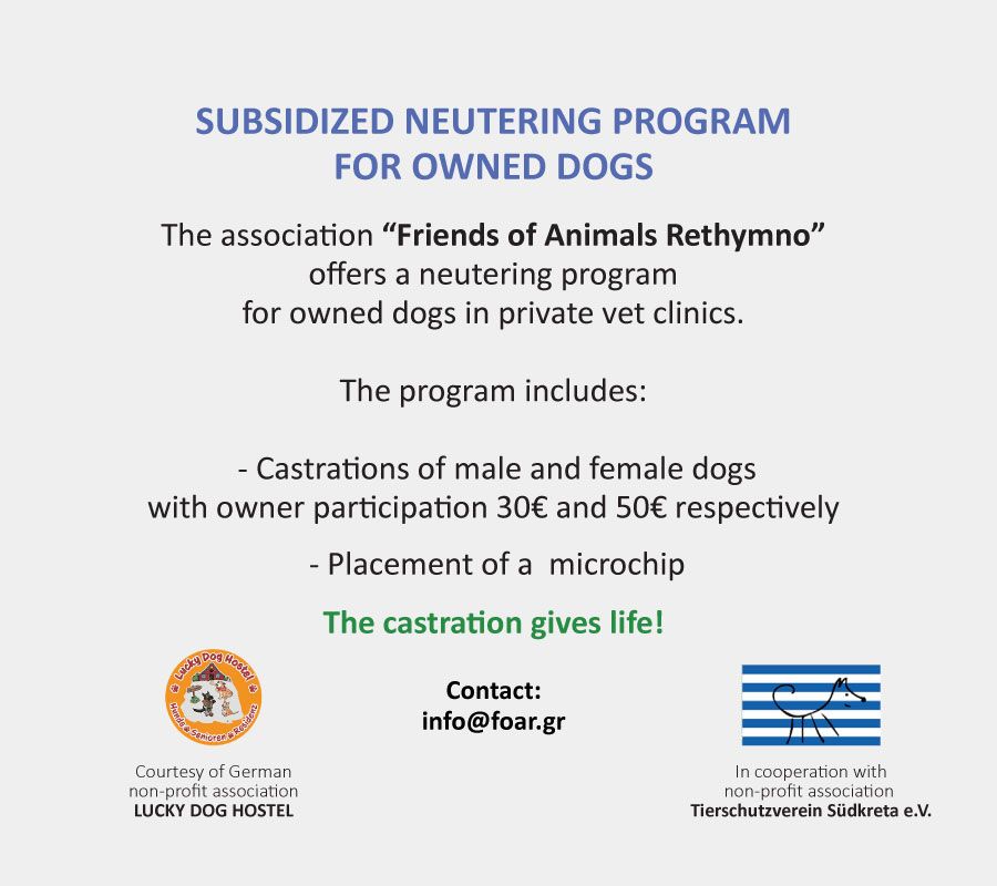 Subsidized neutering program for owned dogs